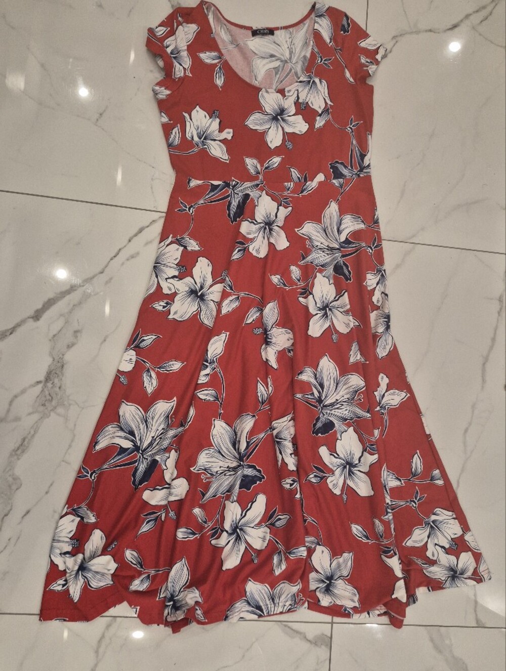 Chaps Red Floral Swim Sarong Cover-Up